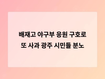 배재고 야구부 응원 구호로 또 사과 광주 시민들 분노