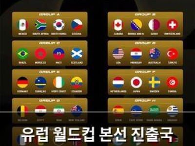 유럽 월드컵 본선 진출국 16개국 확정
