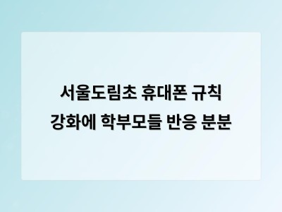 서울도림초 휴대폰 규칙 강화에 학부모들 반응 분분