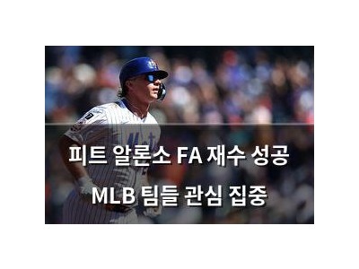 피트 알론소 FA 재수 성공 MLB 팀들 관심 집중